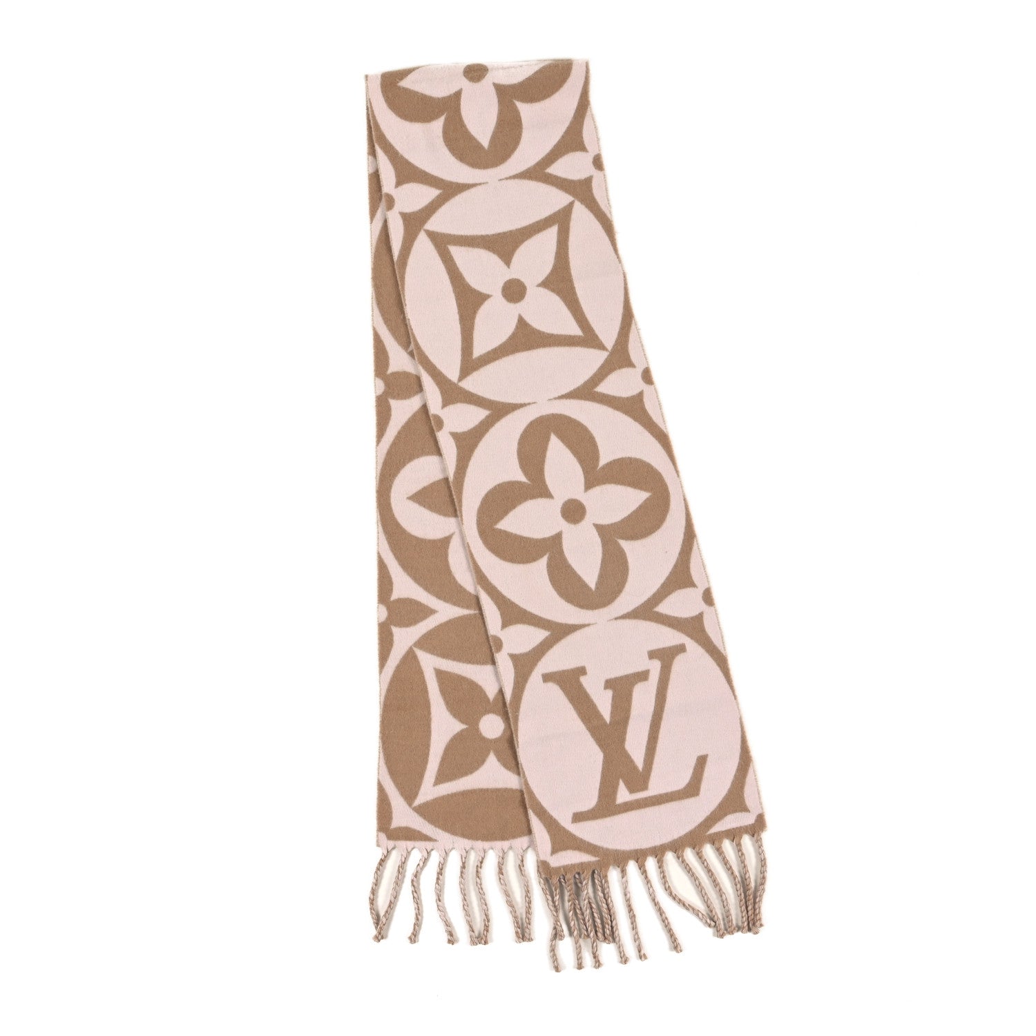 Louis Vuitton Wool LV Medallion Scarf Beige Rose 2 of 3
