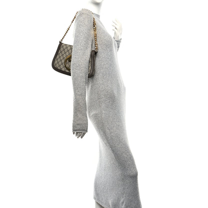 Gucci GG Supreme Monogram Textured Dollar Calfskin Blondie Chain Shoulder Flap Bag Beige Ebony New Acero 2 of 10
