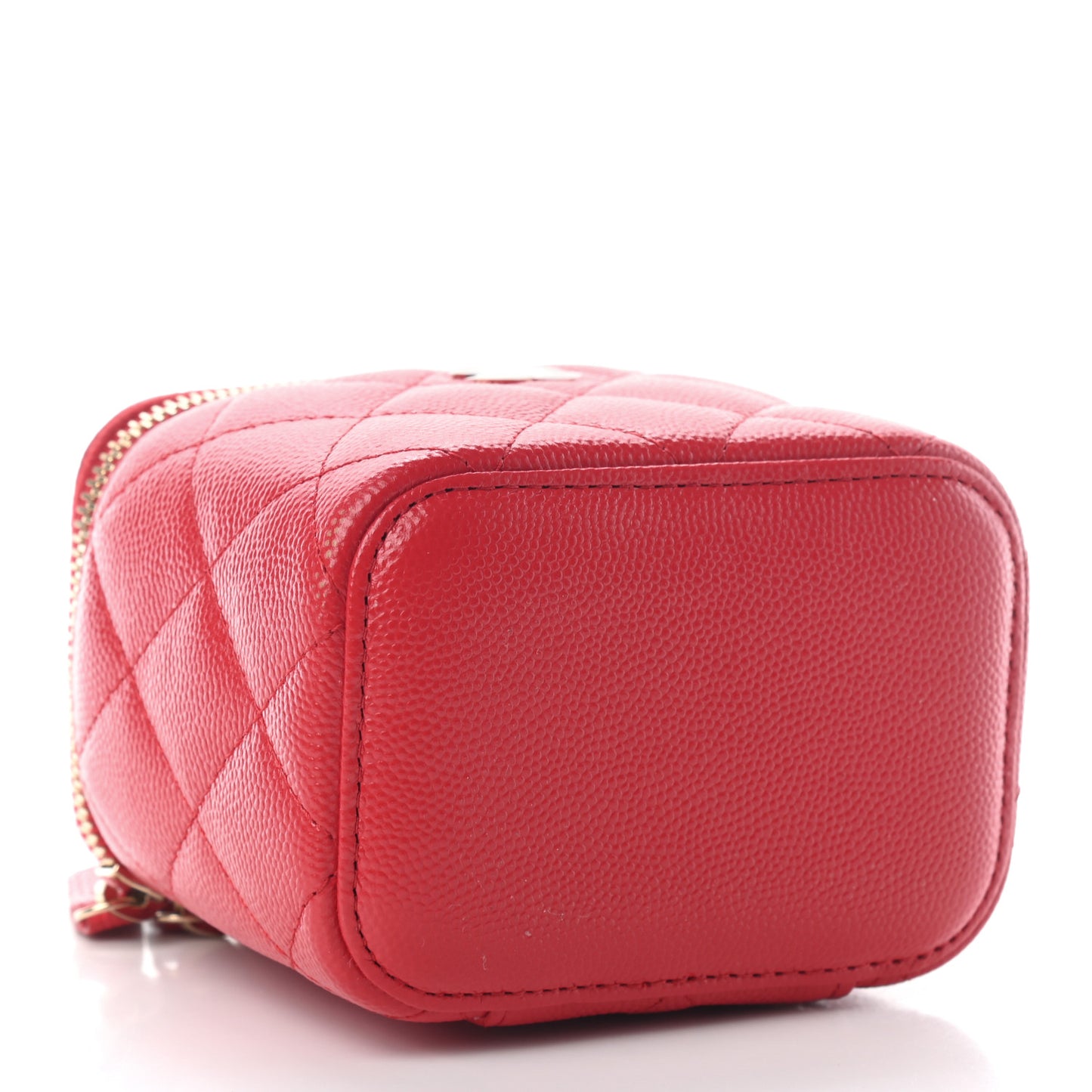 Caviar Quilted Mini Vanity Case With Chain Red