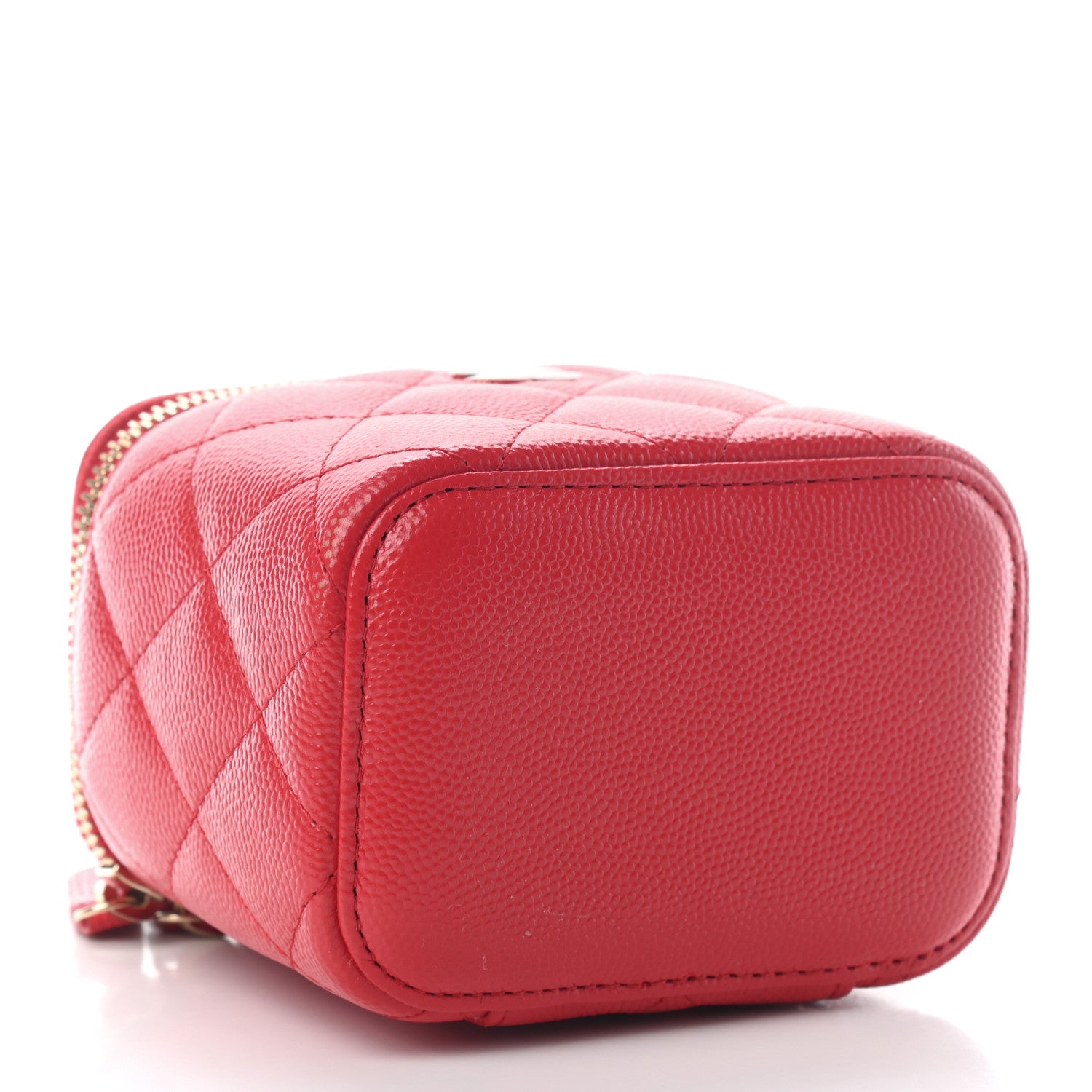 Chanel Caviar Quilted Mini Vanity Case With Chain Red 4 of 7