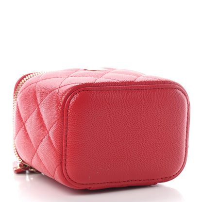 Chanel Caviar Quilted Mini Vanity Case With Chain Red 4 of 7