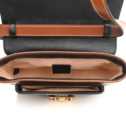 Gucci GG Supreme Monogram New Sakai Lux Calfskin Mini Padlock Flap Pocket Shoulder Bag Beige Ebony Black Cuir 5 of 10
