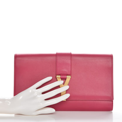 Saint Laurent Calfskin Classic Y Ligne Clutch Fuchsia 2 of 8
