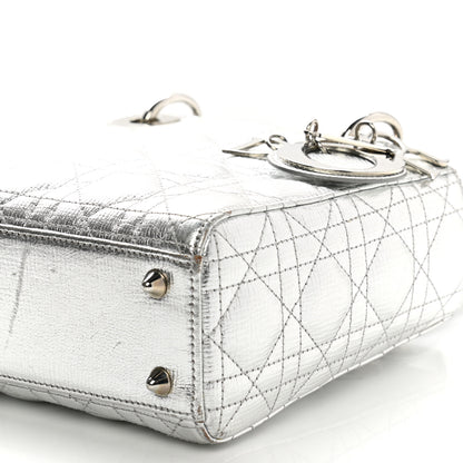 Christian Dior Metallic Grained Calfskin Cannage Small Lucky Badges My Lady Dior Silver 6 of 12