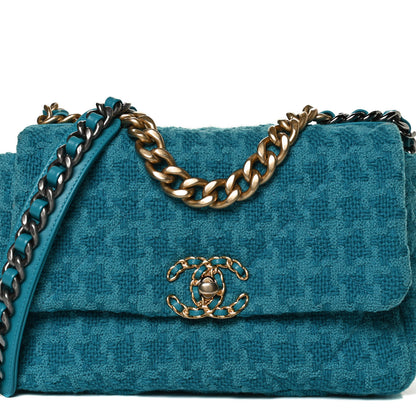 Chanel Tweed Quilted Medium Chanel 19 Flap Turquoise 8 of 12