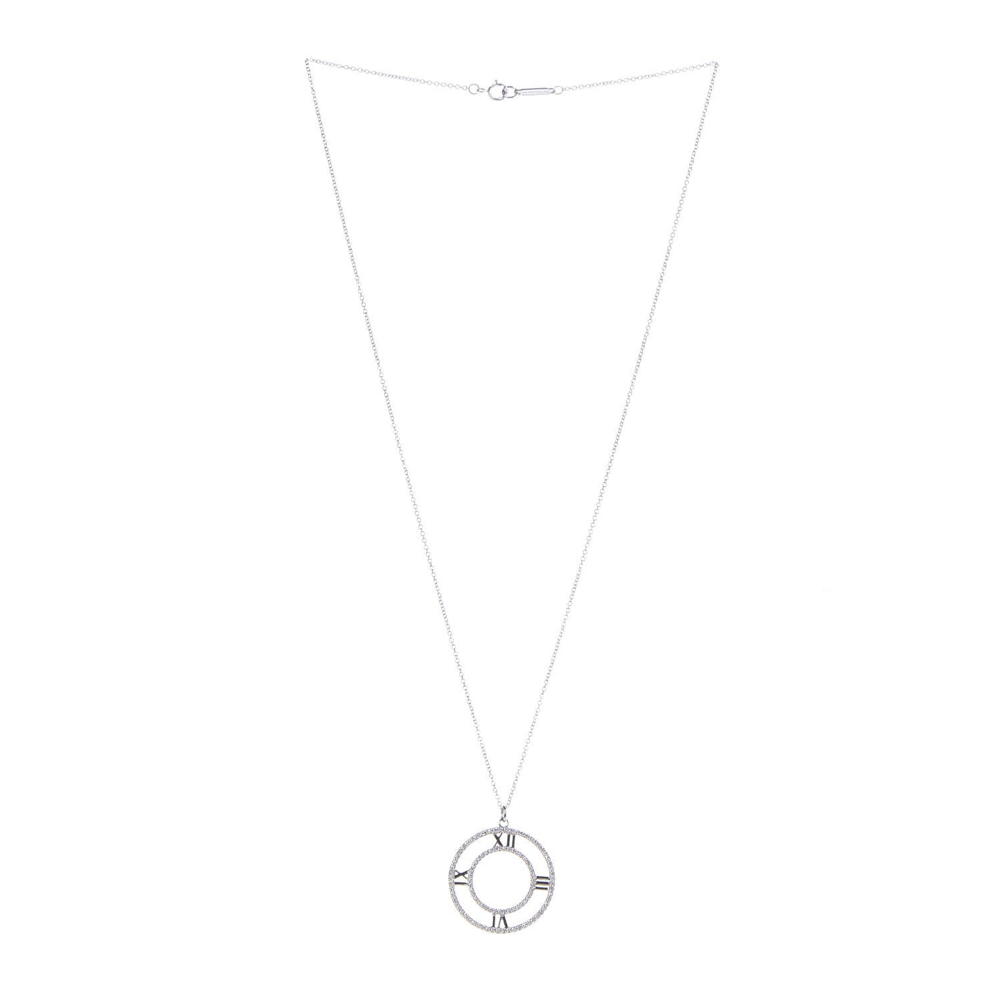 18K White Gold Diamond Medium Atlas Open Pave Pendant Necklace