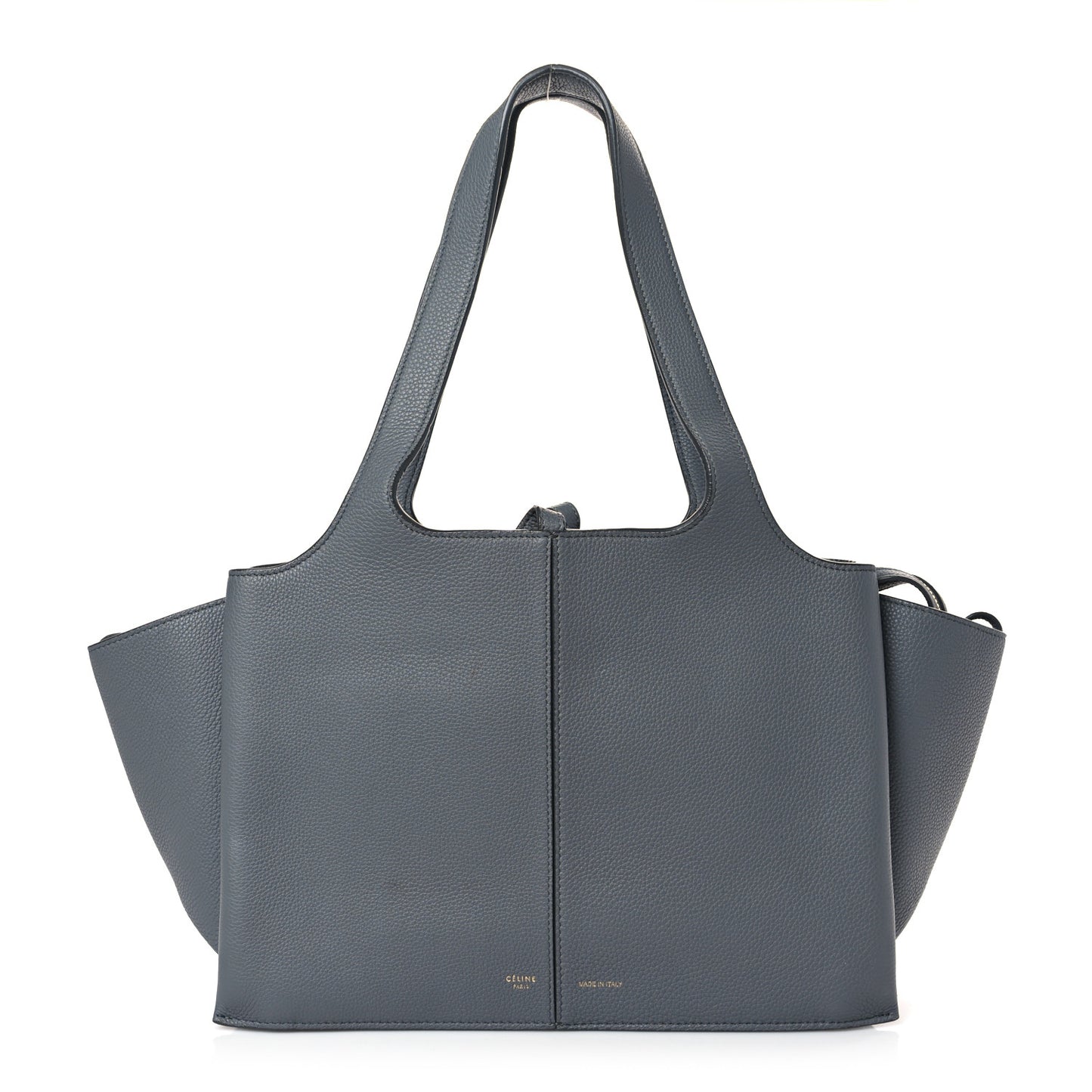 Baby Grained Calfskin Medium Tri-Fold Bag Grey