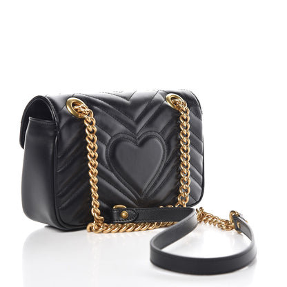 Gucci Calfskin Matelasse Mini GG Marmont Shoulder Bag Black 3 of 10