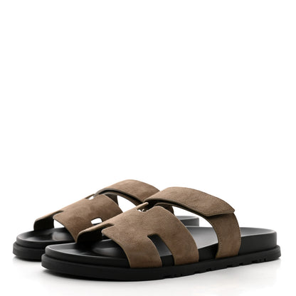 Hermes Suede Goatskin Mens Chypre Sandals 44 Etoupe 3 of 10