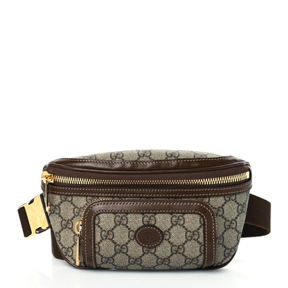 Gucci GG Supreme Monogram Textured Calfskin Retro Interlocking G Belt Bag Beige Ebony Brown Sugar 1 of 10
