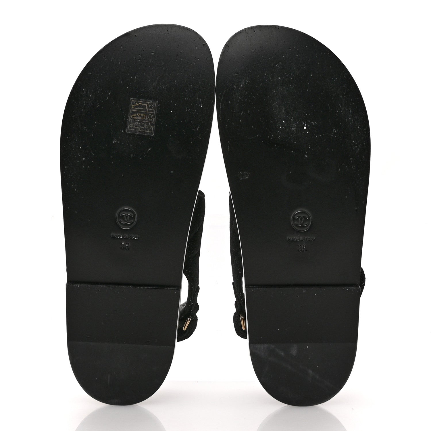 Chanel Suede Kidskin Glitter Crystal Velcro Dad Sandals 38 Black