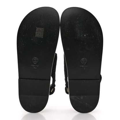 Chanel Suede Kidskin Glitter Crystal Velcro Dad Sandals 38 Black Silver 6 of 9