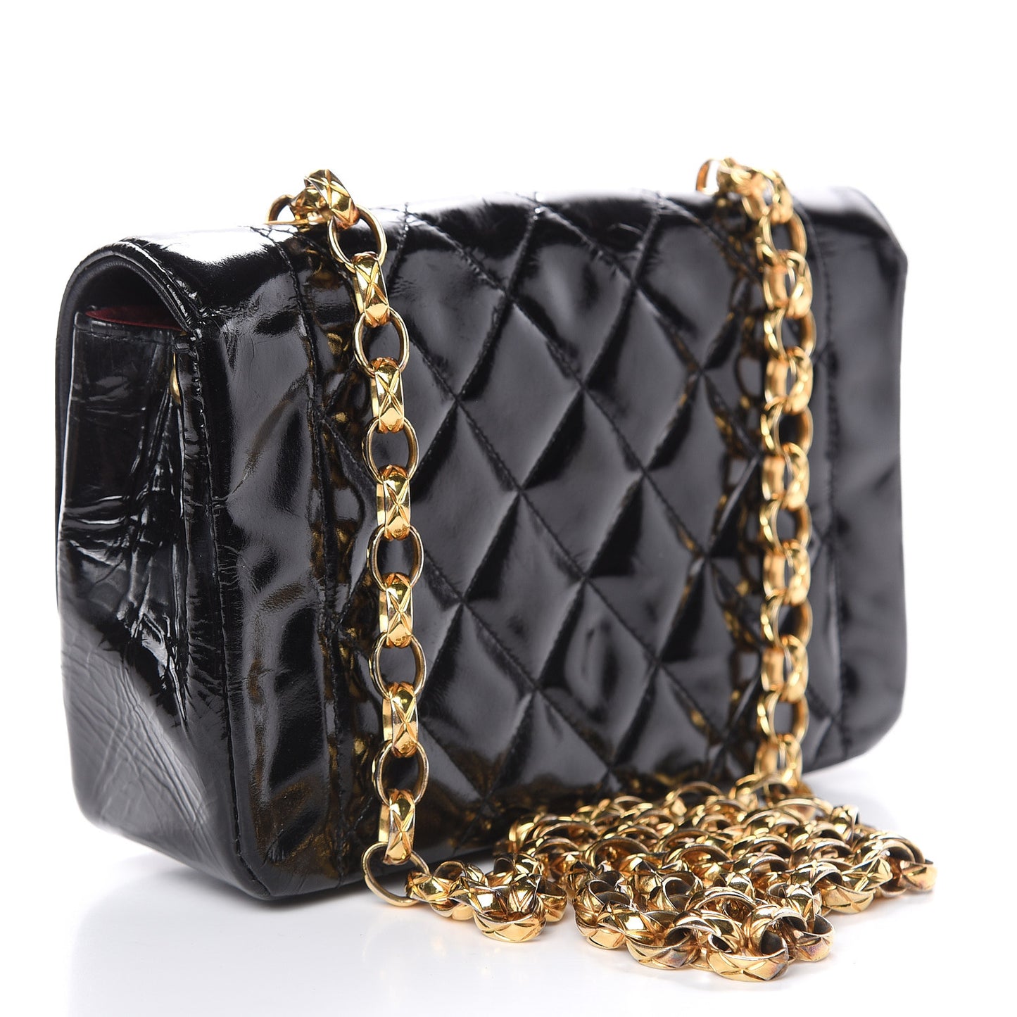 Patent Quilted Extra Mini Rectangular Flap Black