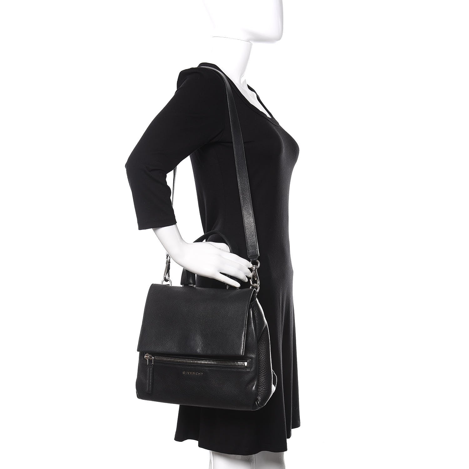 Givenchy Pebbled Calfskin Small Pandora Pure Flap Bag Black 2 of 16