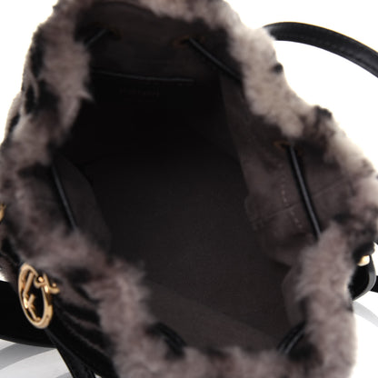 Fendi Shearling F is Fendi Macro FF 1974 Diagonal Mini Mon Tresor Bucket Bag Dove Black 5 of 18