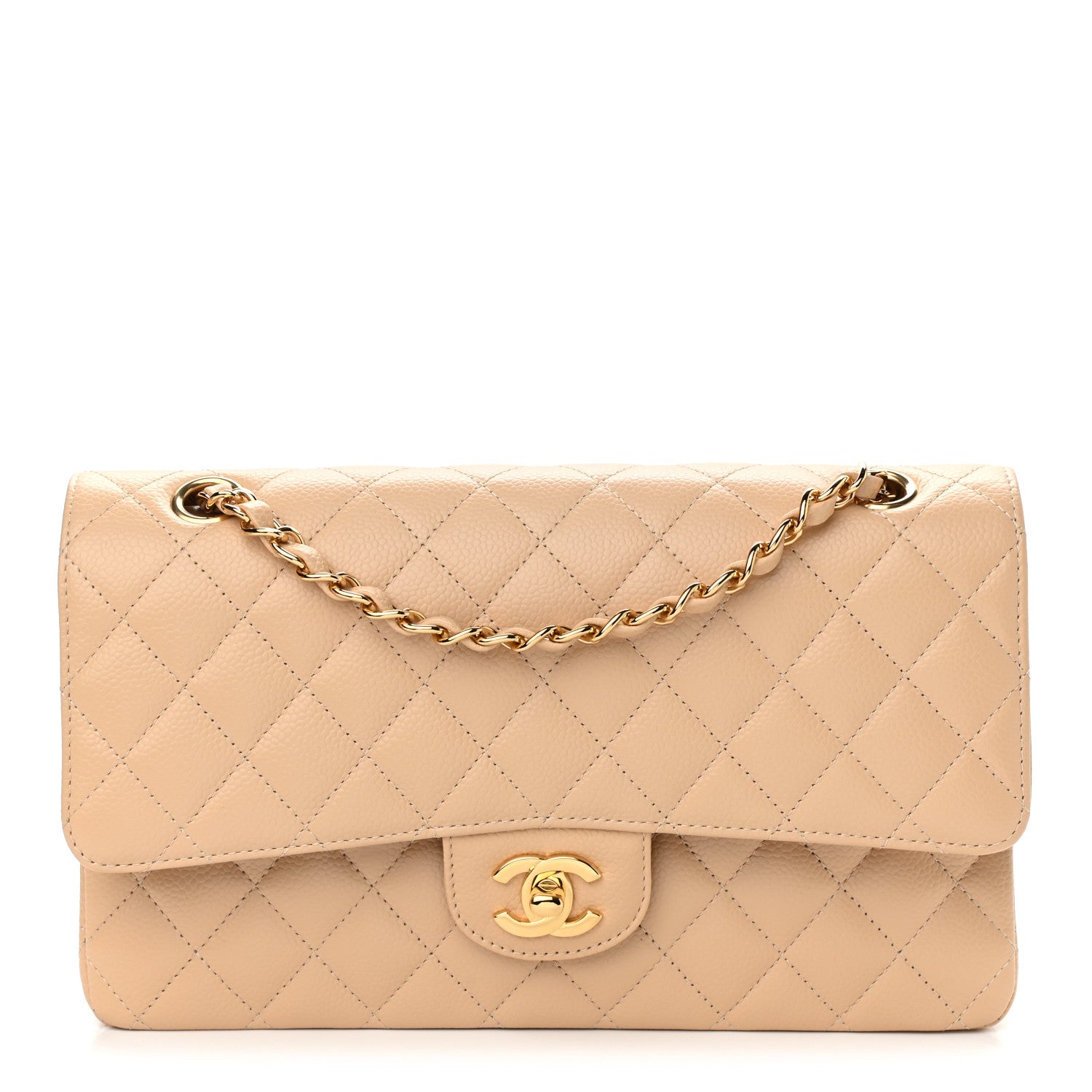 Chanel Caviar Quilted Medium Double Flap Beige 1 of 10