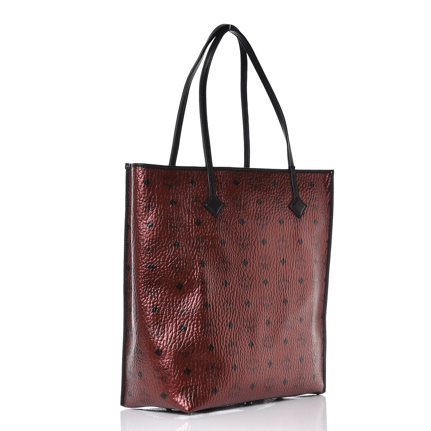 Metallic Visetos Medium Kira North South Shopper Tote Scooter Red