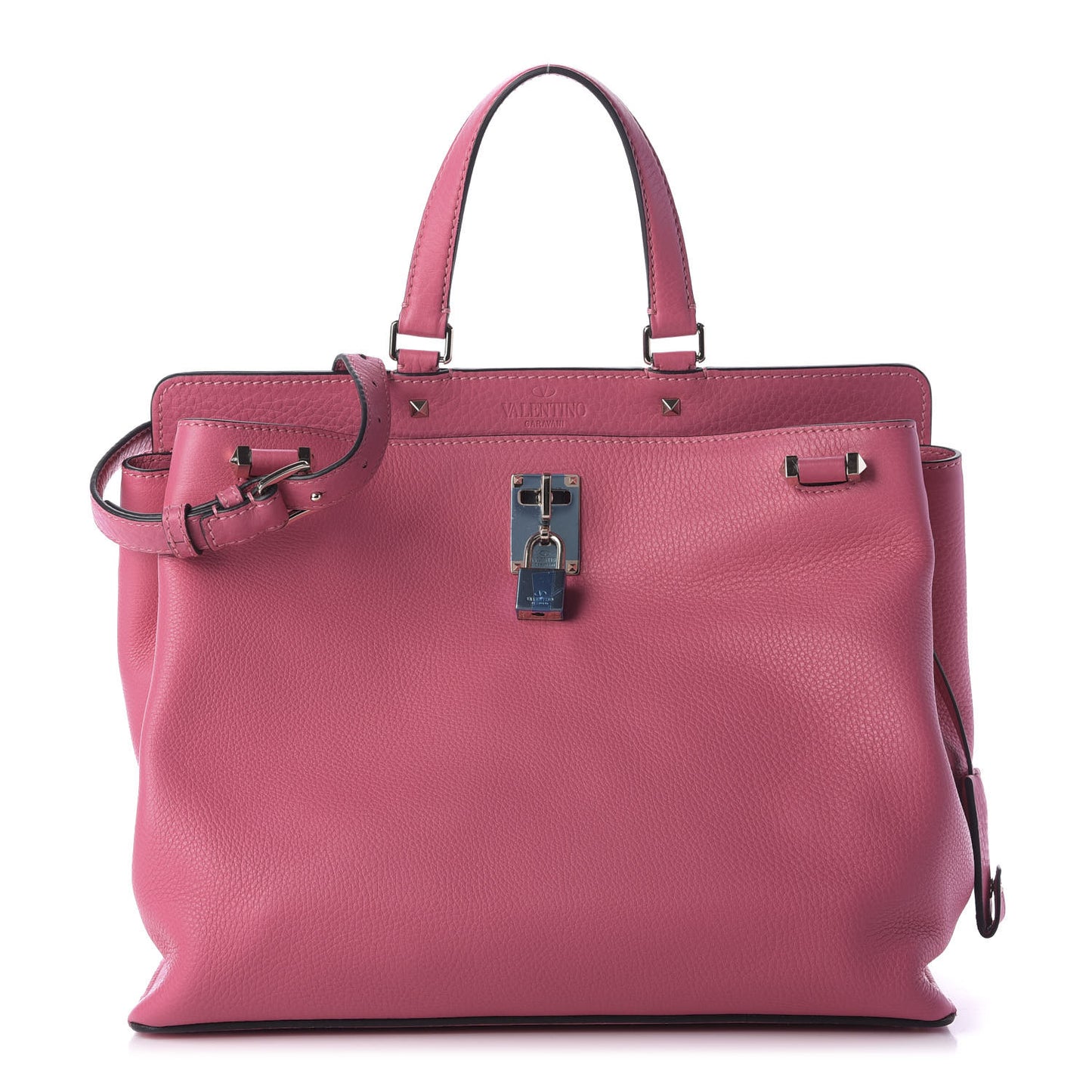 Pebbled Calfskin Large JoyLock Satchel Shadow Pink