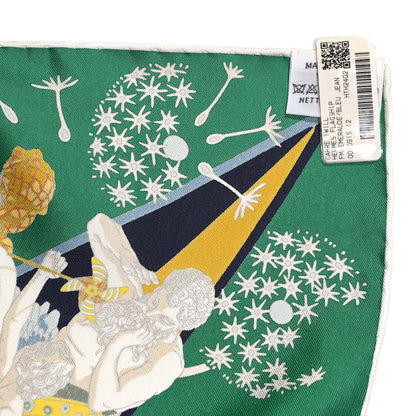 Hermes Silk Flagship Scarf 90 Emeraude Bleu Jean 3 of 5
