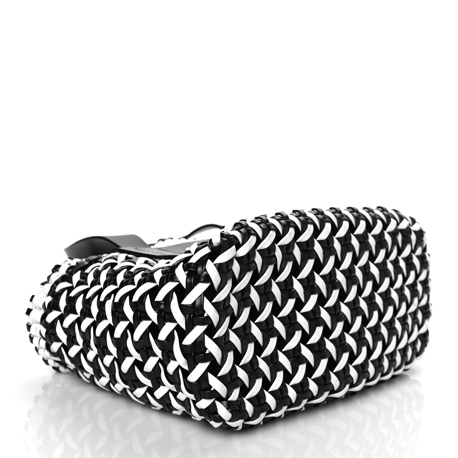 Miu Miu Nappa Matelasse Wicker Basket Bag Black White 3 of 8