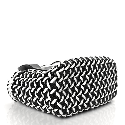 Miu Miu Nappa Matelasse Wicker Basket Bag Black White 3 of 8
