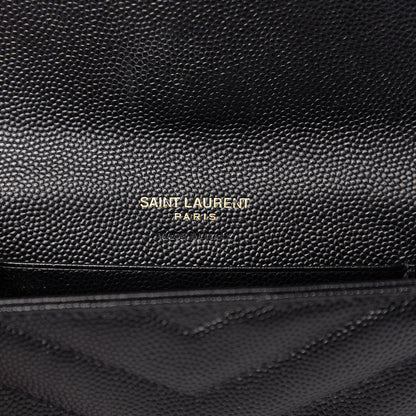 Saint Laurent Grain De Poudre Matelasse Chevron Small Monogram Envelope Wallet Black 5 of 5