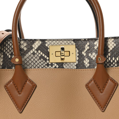 Louis Vuitton Calfskin Snakeskin Monogram On My Side MM Arizona Beige 7 of 9