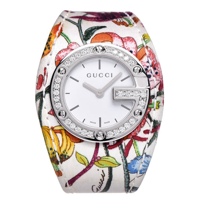 Gucci Stainless Steel Canvas Diamond Bezel 31mm 104 Flower Quartz Watch 1 of 10