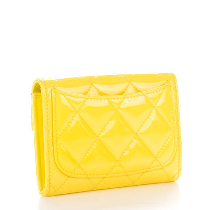 Chanel Patent Quilted Coin Purse Yellow 3 of 8