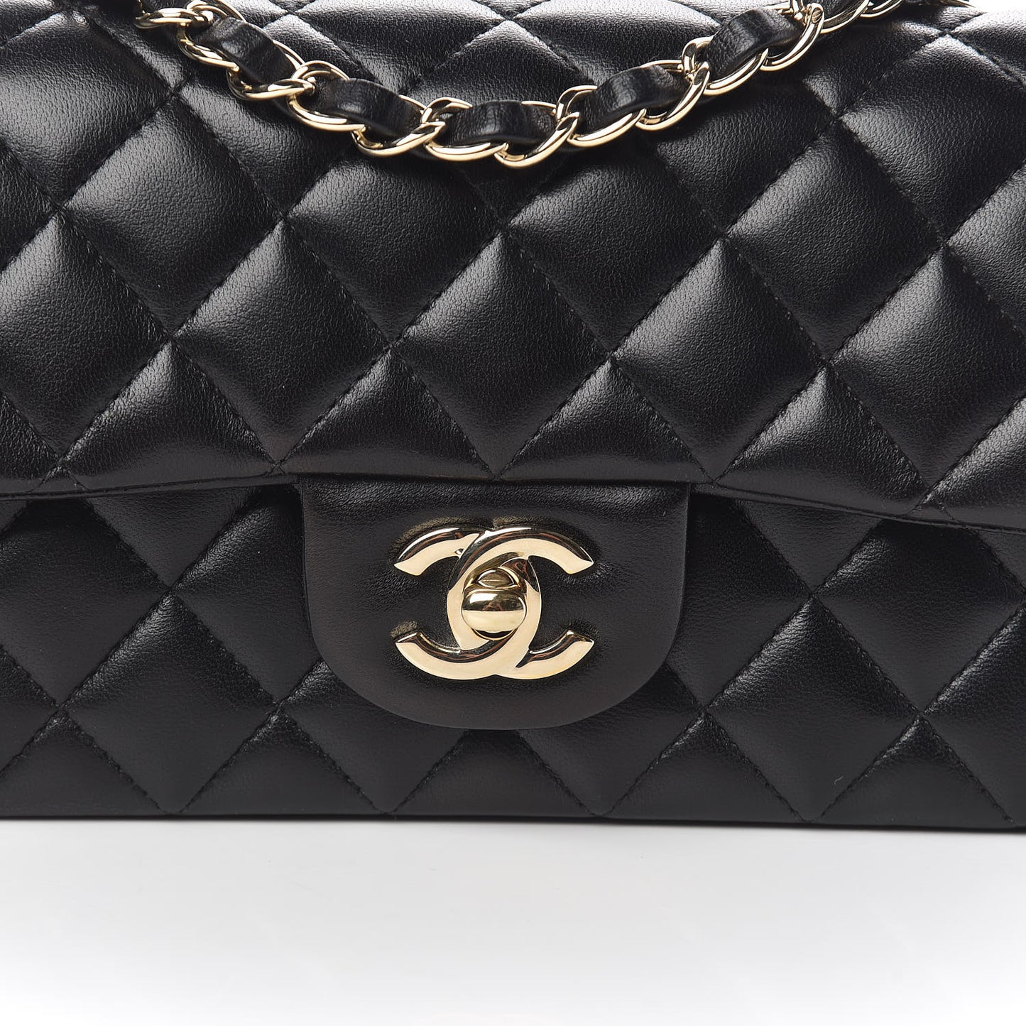 Lambskin Quilted Mini Rectangular Flap Black