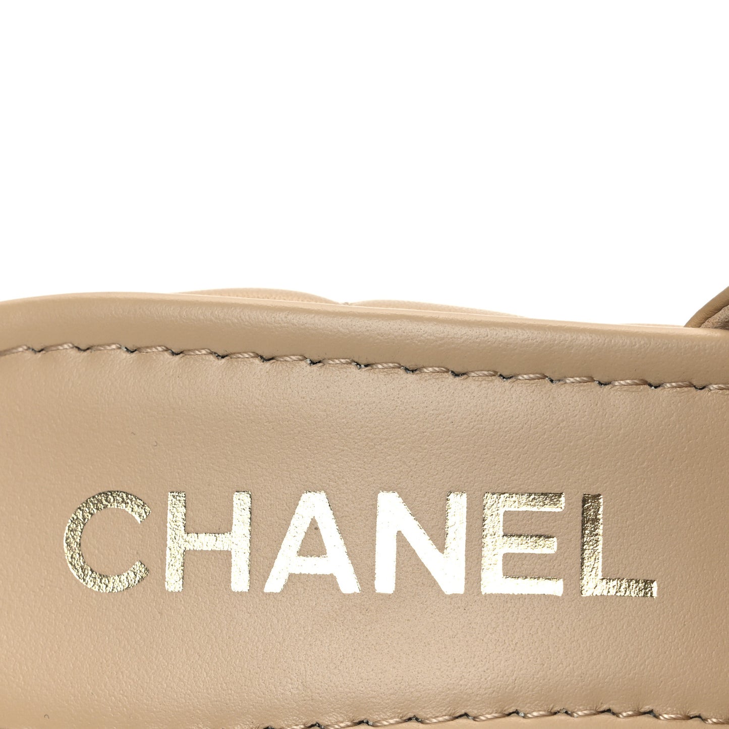 Lambskin Quilted CC Platform Mules 39 Beige