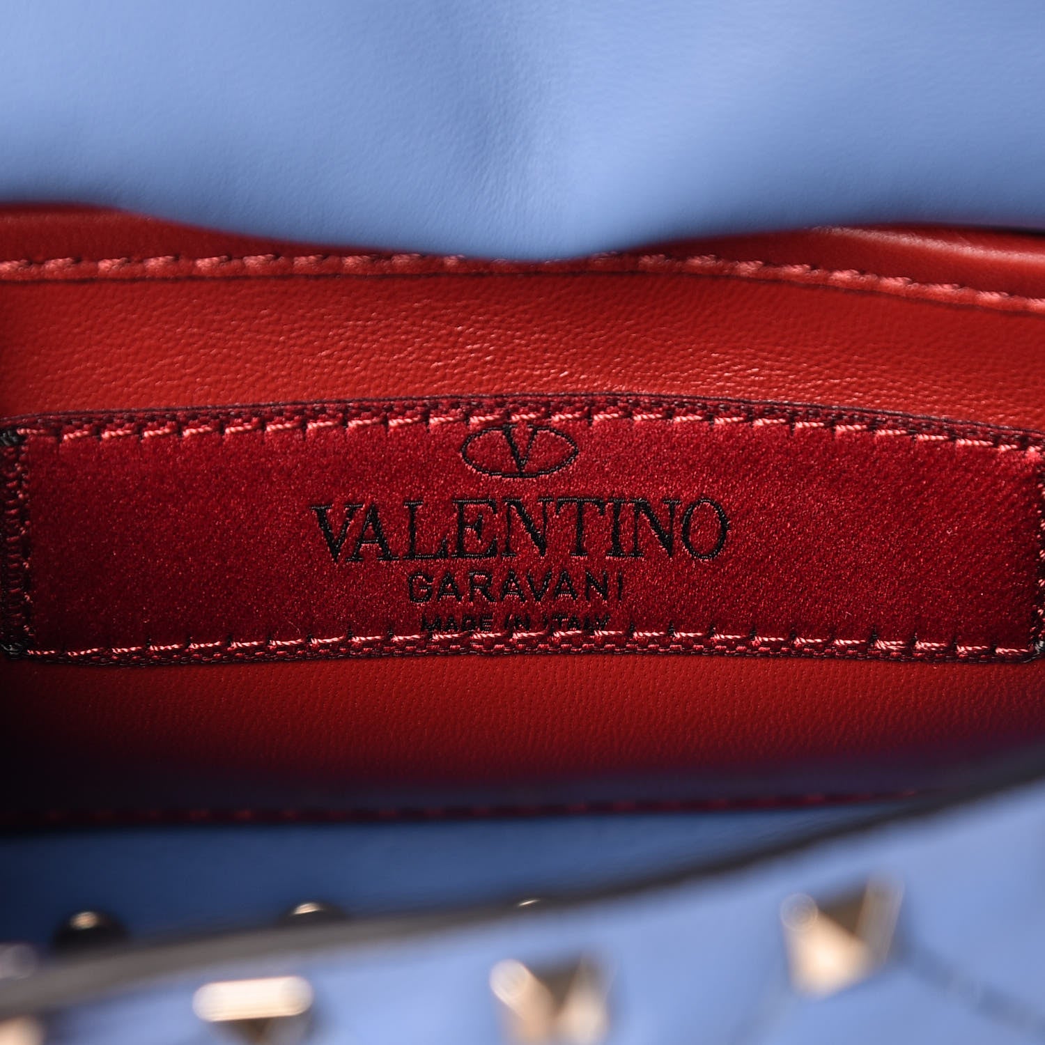 Valentino Garavani Lambskin Small Rockstud Spike Shoulder Bag Blue 7 of 9