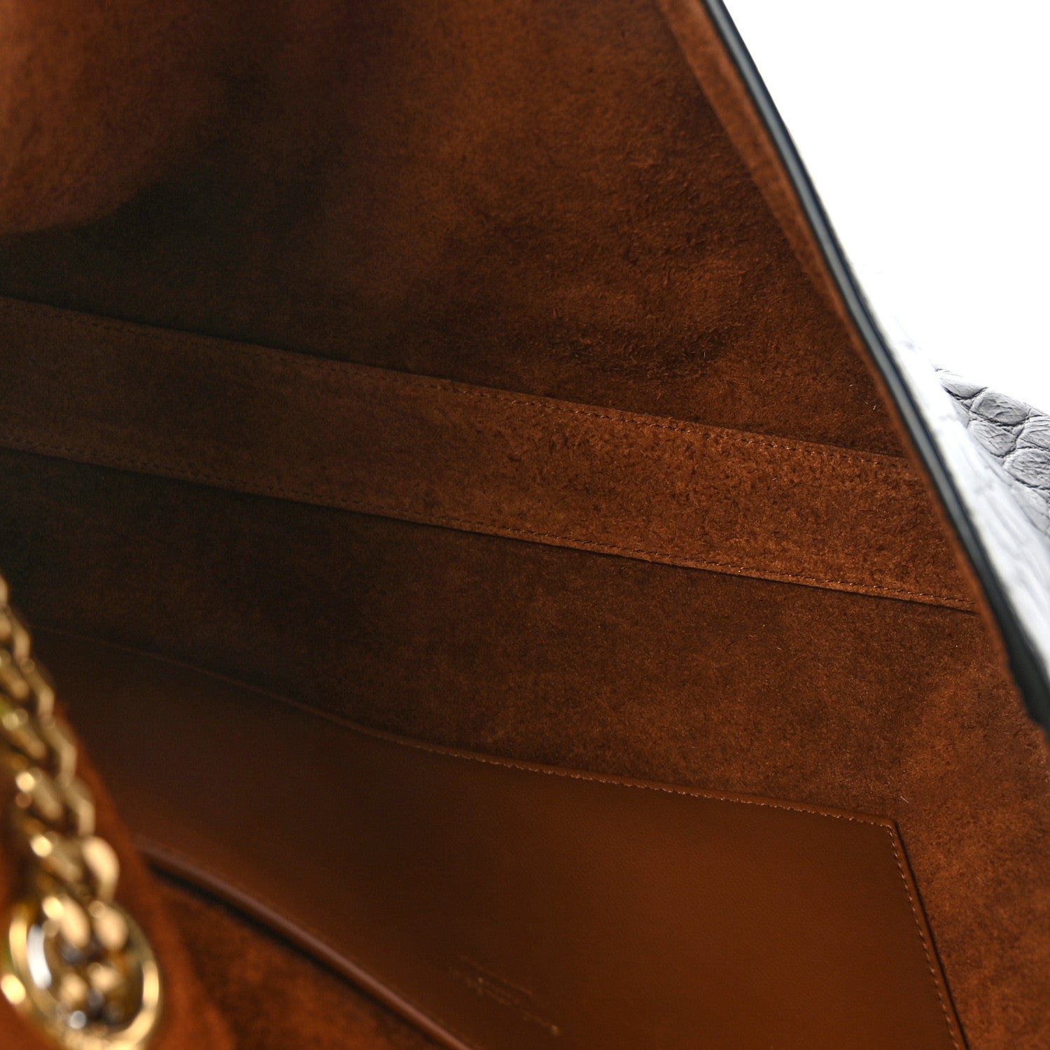 Saint Laurent Calfskin Crocodile Embossed Suede Medium Reversible Monogram Kate Satchel Military Taupe 5 of 9