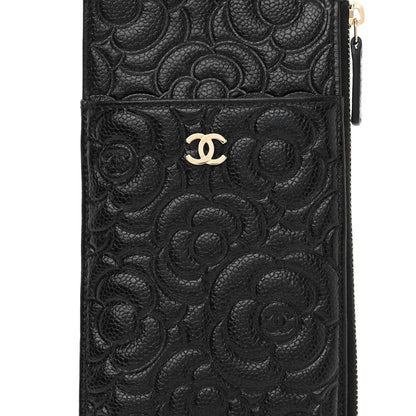 Chanel Caviar Camellia Embossed Classic Flat Wallet Pouch Black 8 of 8