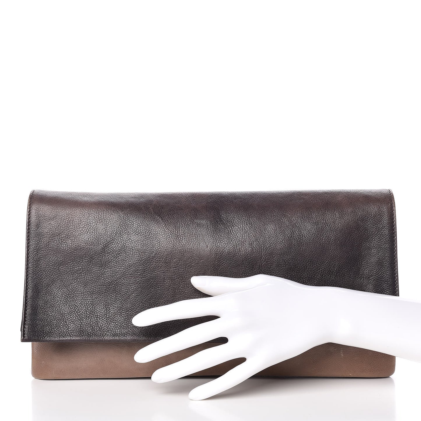 Glace Calfskin Fold Over Clutch Ombre Ardesia Fumo