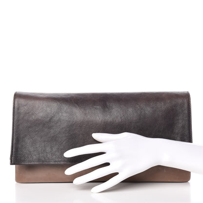 Prada Glace Calfskin Fold Over Clutch Ombre Ardesia Fumo 2 of 17