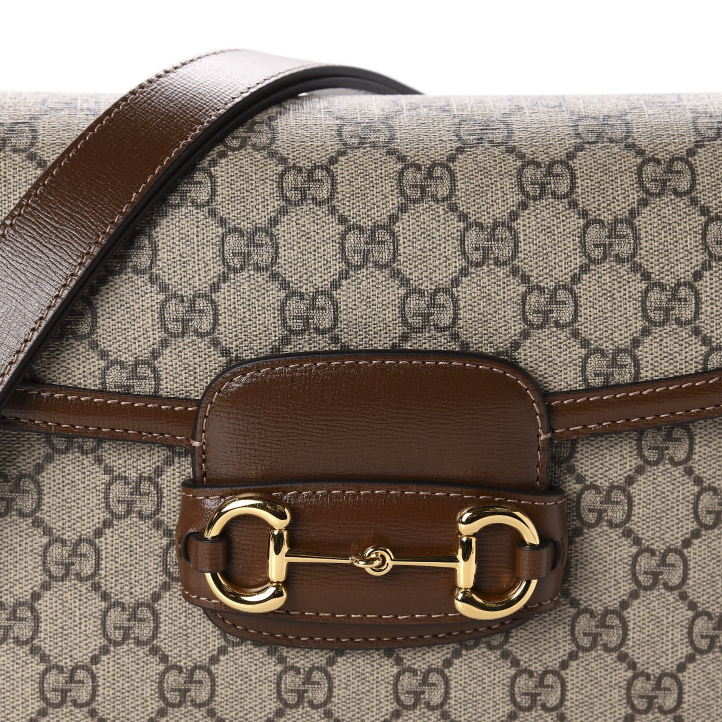 GG Supreme Monogram Horsebit 1955 Shoulder Bag Beige Brown Sugar