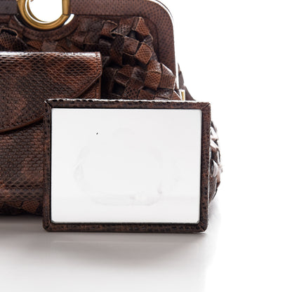 Bottega Veneta Woven Snakeskin Frame Bag Brown 10 of 10