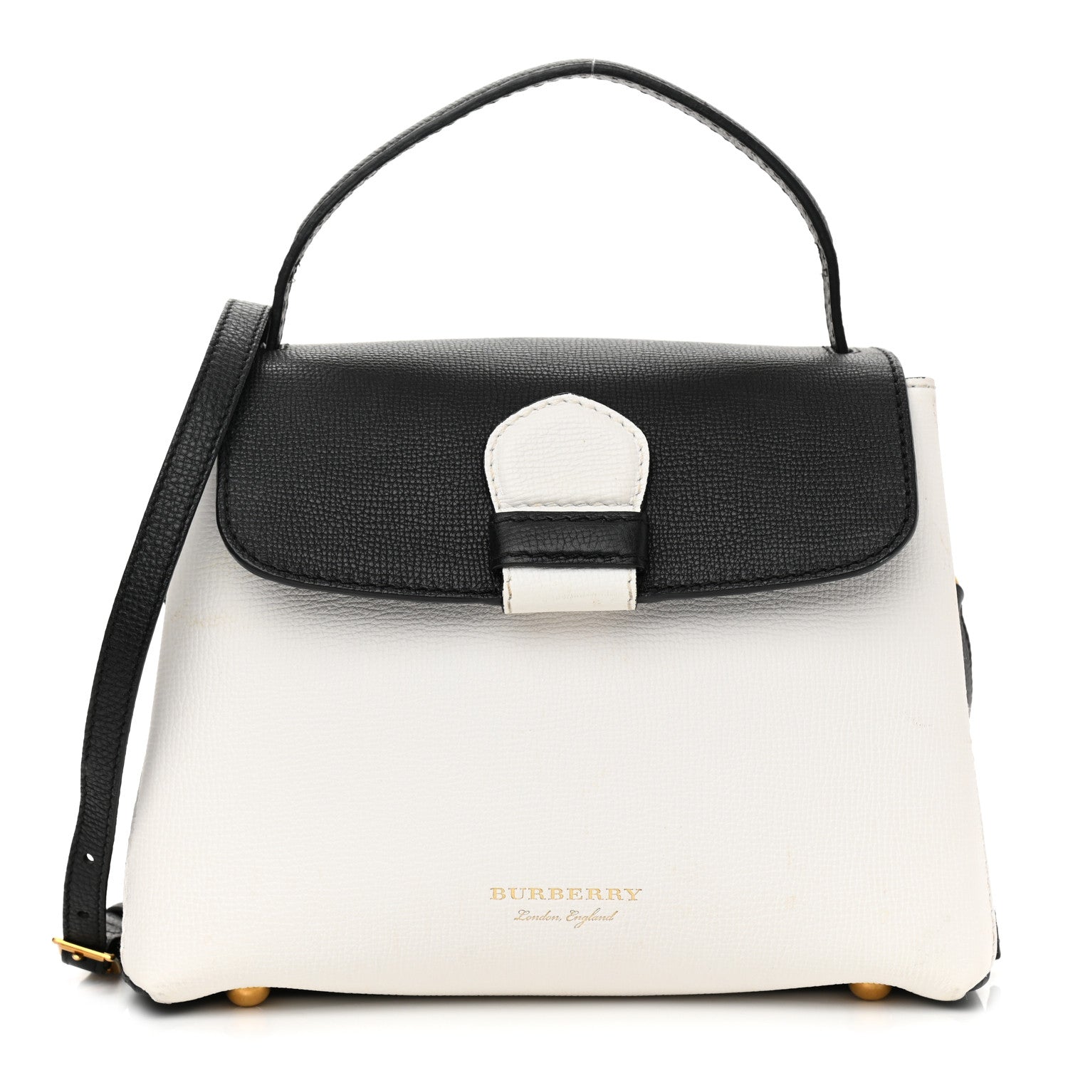 Burberry Derby Calfskin House Check Small Camberley Chalk White Black 1 of 7