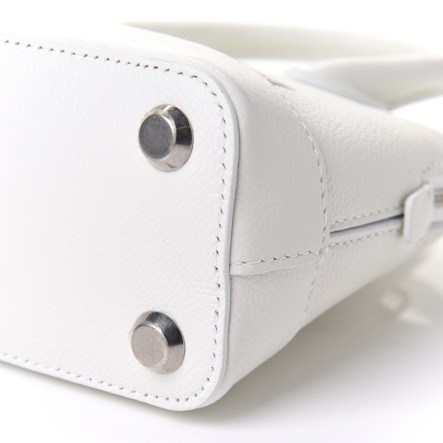 Grained Calfskin XXS Ville Top Handle Bag White Black