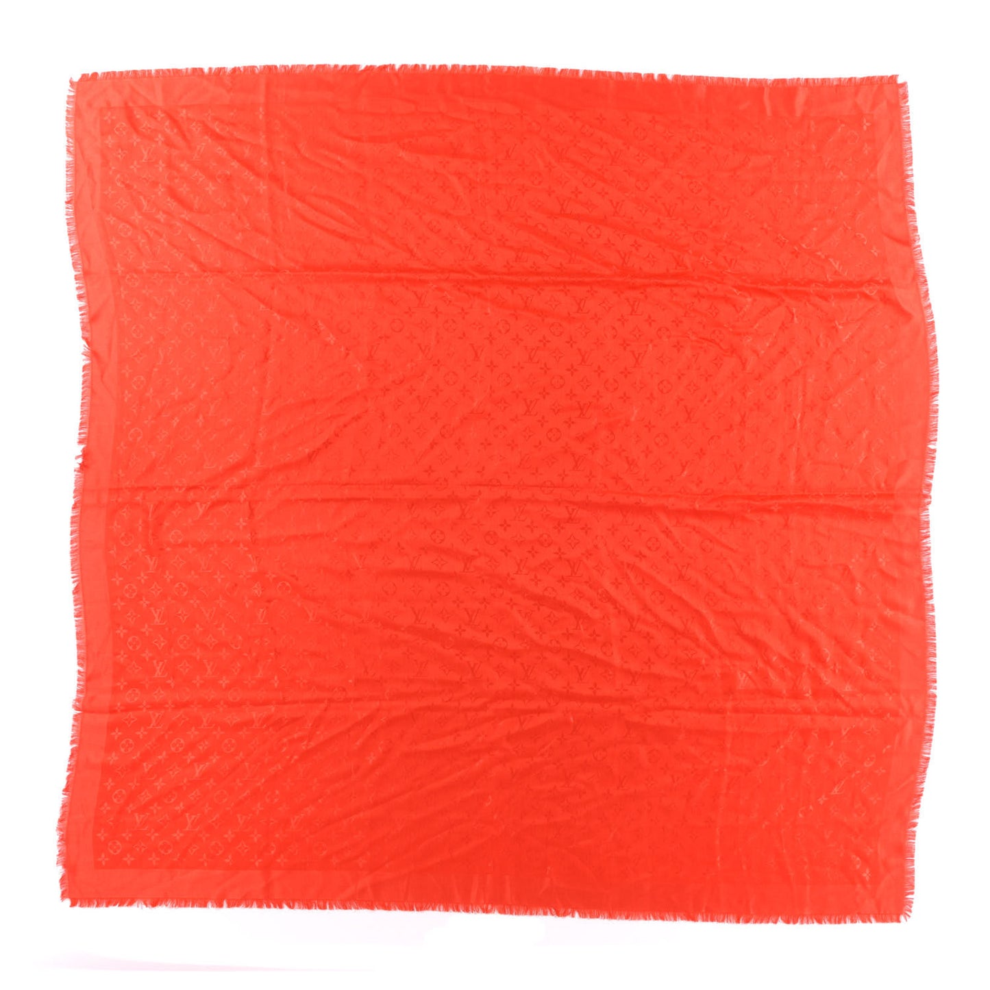 Silk Wool Monogram Shawl Coquelicot