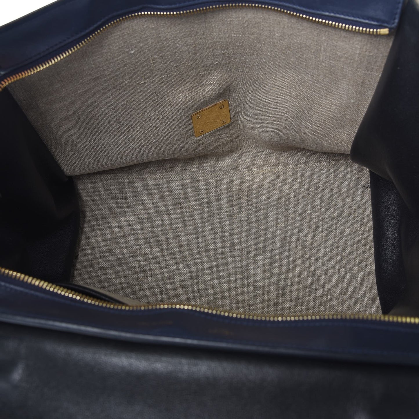 Smooth Calfskin Linen Medium Tri-Color Trapeze Black Navy Blue