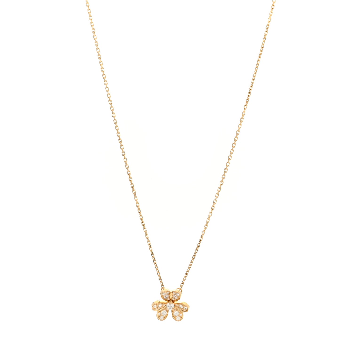 18K Yellow Gold Diamond Mini Frivole Pendant Pave Necklace