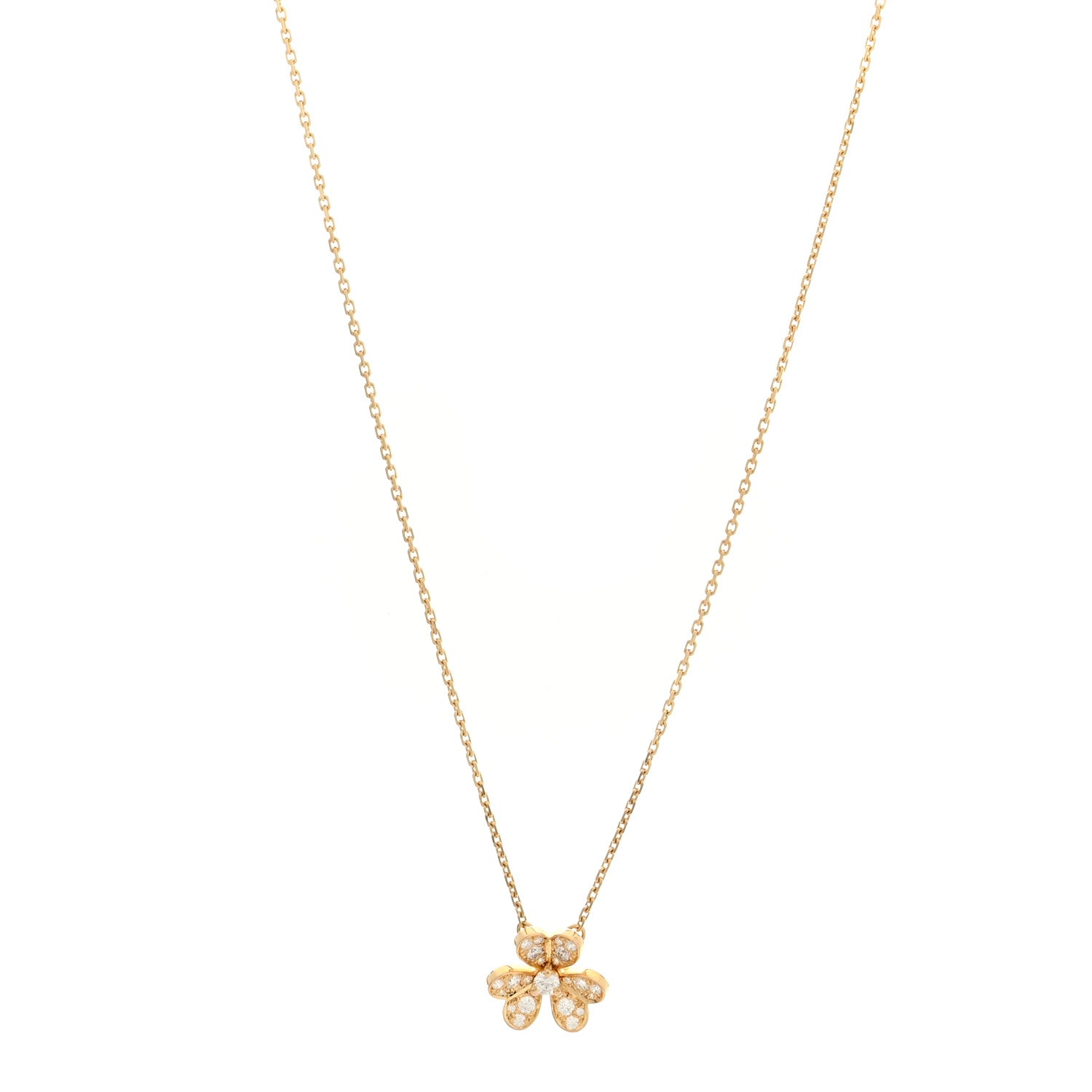 Van Cleef & Arpels 18K Yellow Gold Diamond Mini Frivole Pendant Pave Necklace 1 of 5