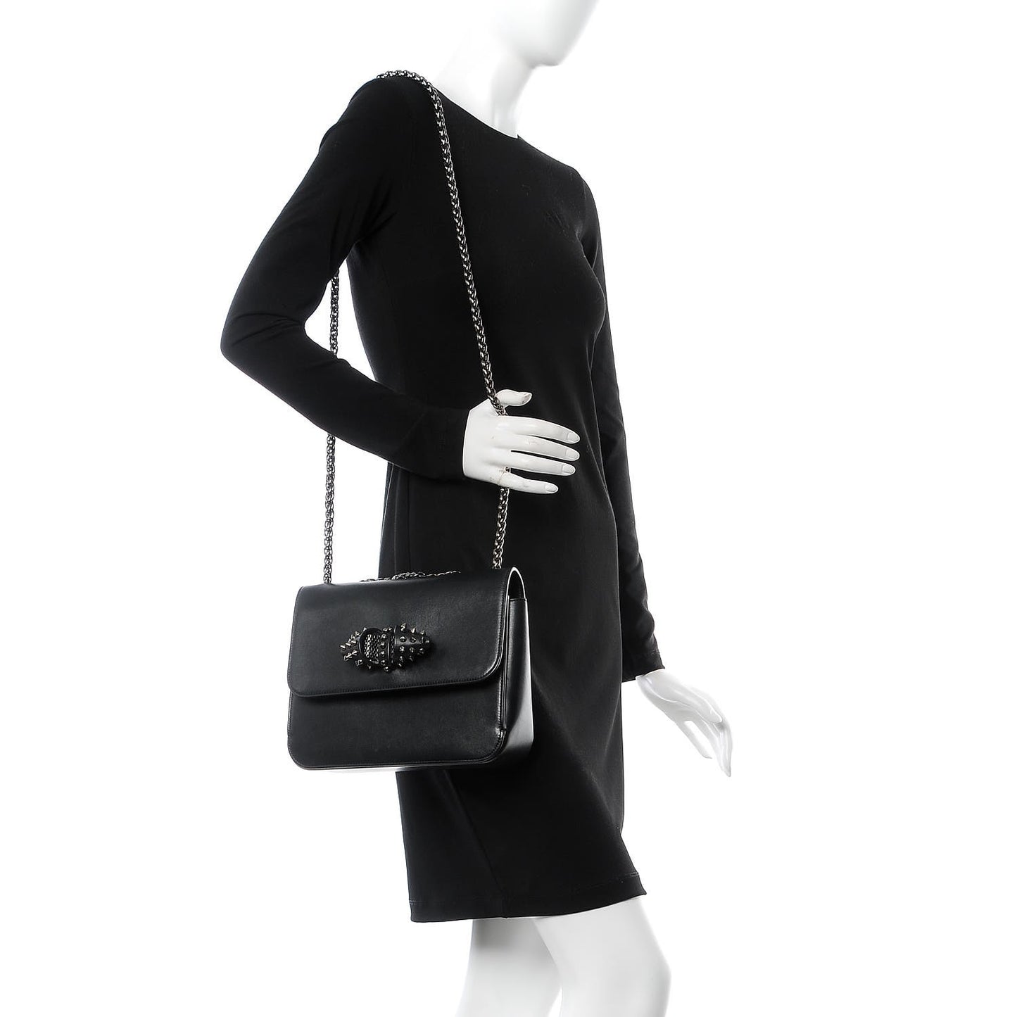 Calfskin Small Sweety Charity NV Shoulder Bag Black