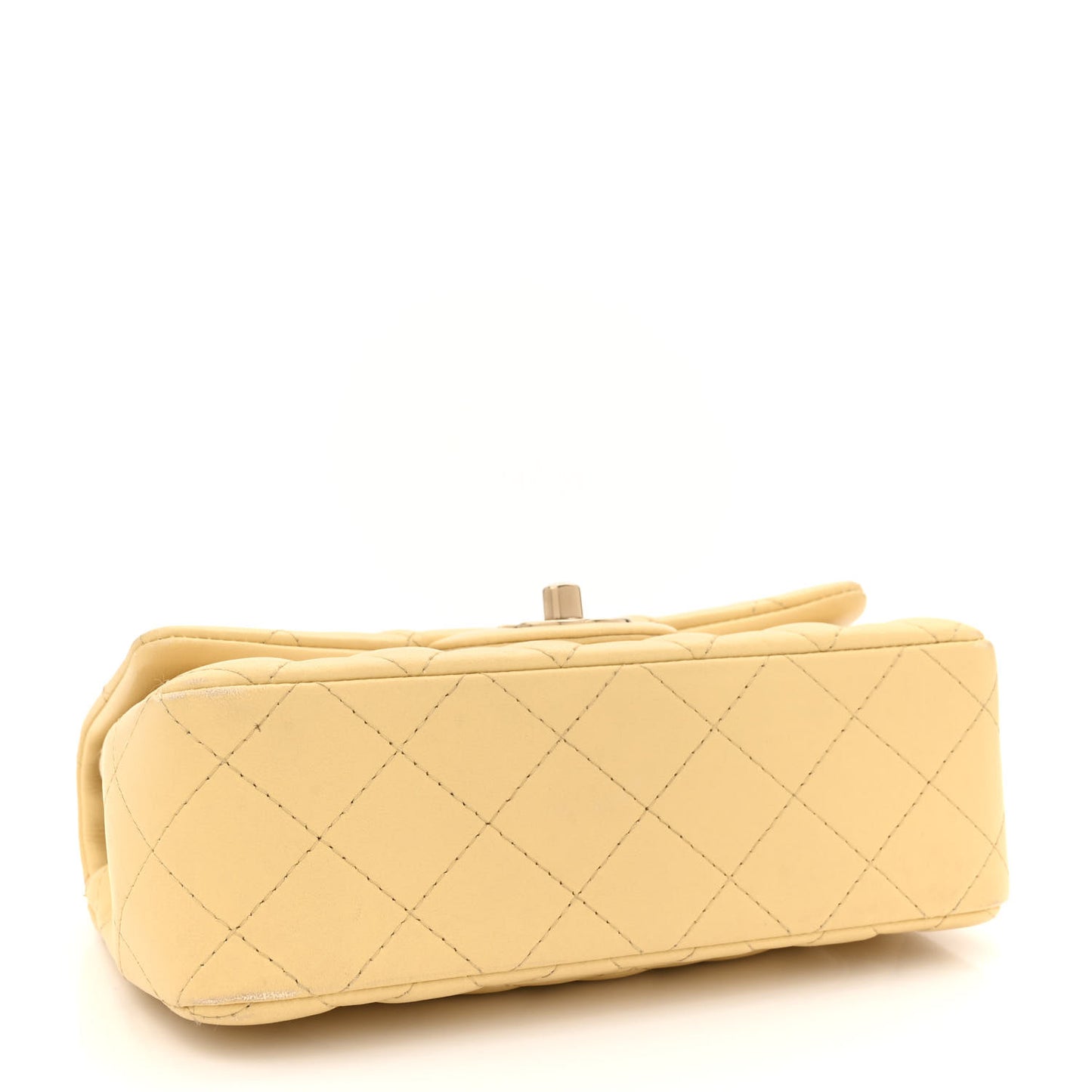 Lambskin Quilted Mini Rectangular Flap Light Yellow