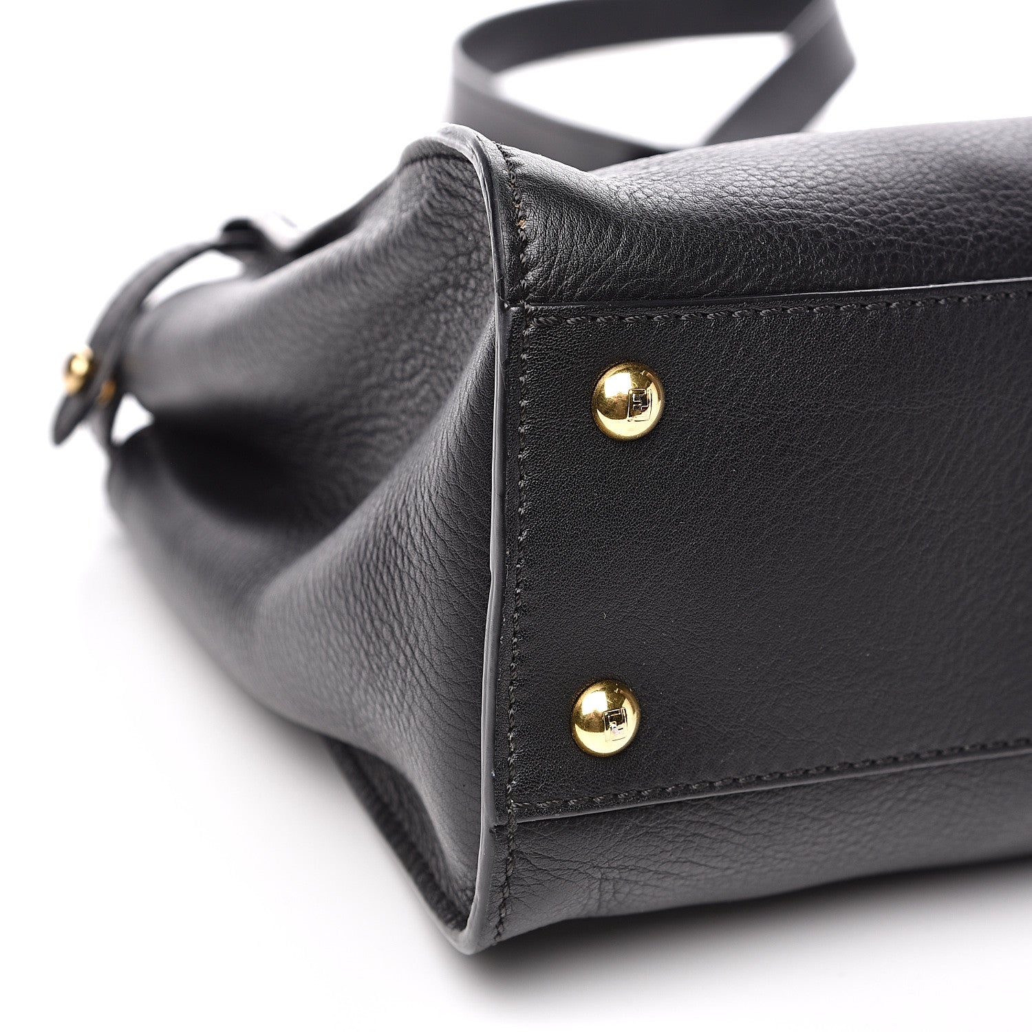 Fendi Vitello Seta Shiny Nappa Medium Peekaboo Iconic Satchel Black 9 of 12