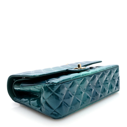 Chanel Shaded Patent Calfskin Quilted Medium Double Flap Green Blue 4 of 11