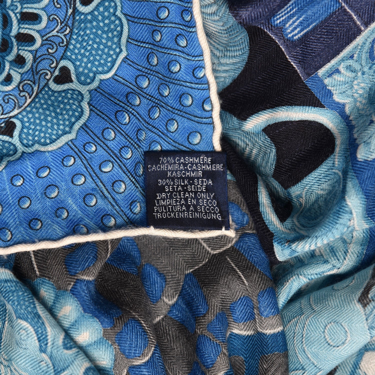Hermes Cashmere Silk Parures De Samourais Shawl 140 Caban Bleu Ciel Saumon 3 of 4