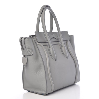 Celine Drummed Calfskin Micro Luggage Pearl Blue 3 of 10